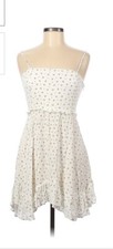 Forever 21 Dress White With Yellow Rosebuds, Lace Up Back Size Small