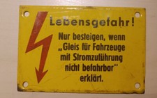 Altes Emailschild Deutsche Reichsbahn - LEBENSGEFAHR! - Hinweisschild!!!!!!!!!!!