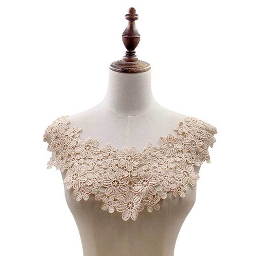 Lace Embroidered Neckline Neck Trim Sewing Applique Patches Fabric DIY Dress US - Picture 16 of 40
