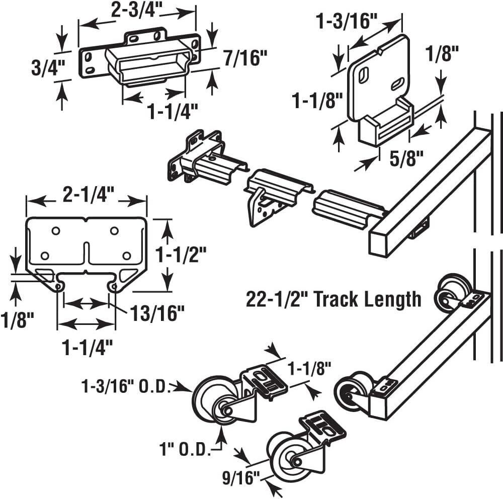 Drawer Track Repair Kit 22-1/2 In Guides Sliding Rollers Cabinet Purple Bracket
