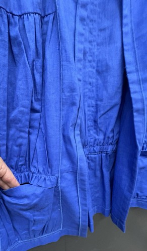 Chicos Jacket Size 3 Royal Blue Linen Collarless Open Front Pockets Coastal Prep - Picture 2 of 8
