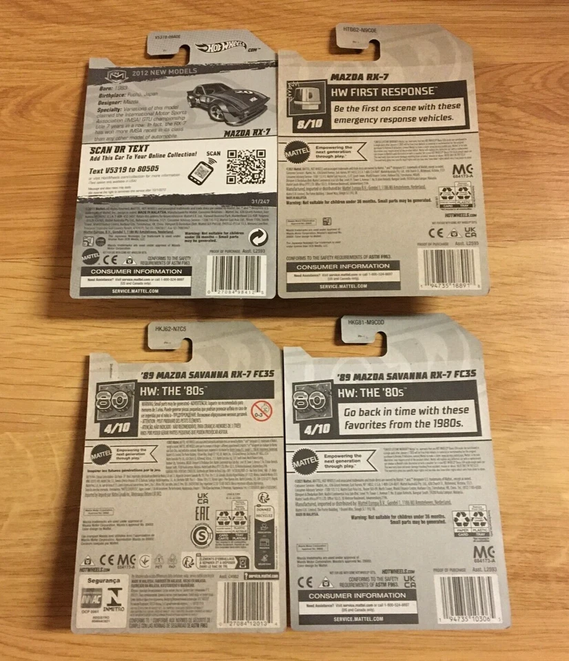 Lote de 4 autos Hot Wheels 2012 nuevos modelos y primera respuesta 1983 Mazda RX-7 Foto 3 de 4