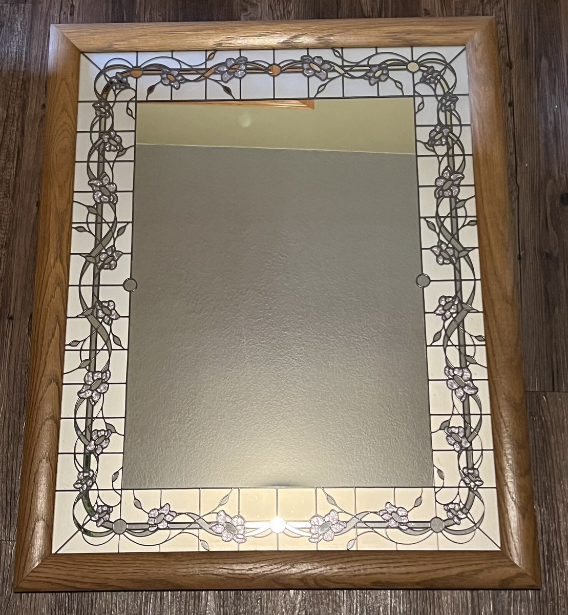 MCM Windsor Art Marsel Wood Framed Wall Mirror Floral Scrolls