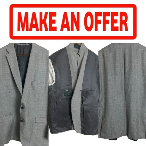 🔥🔥Lauren Ralph Lauren Men's Wool Beige Houndstooth Suit Jacket 50R Blazer 0109