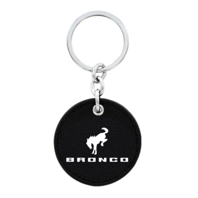 Ford New Bronco Logo Black Leather Keychain
