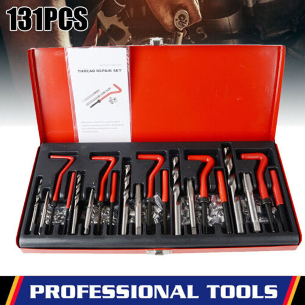 131Pcs HSS Thread Repair Kit Drill Helicoil Metric Set Heli Coil Tap Insert Case eBay