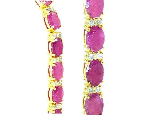 17.44ct Diamond & Ruby Bracelet in 14K Yellow Gold - Picture 4 of 8