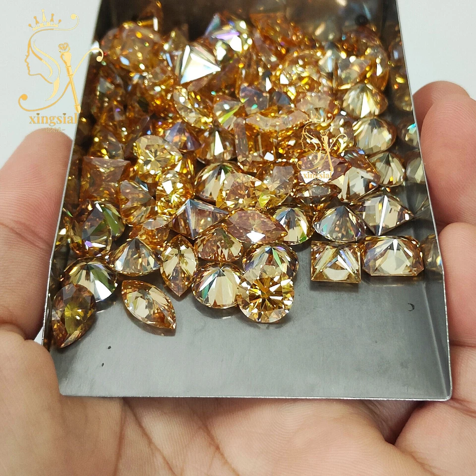 Champagne Color Moissanite Loose Stones VVS1 Fancy Cut 3EX Gemstone For Jewelry - Image 3 of 4