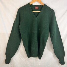 RARE VINTAGE 80s Nordstrom Dark Green 100 Wool Knitted Sweater L/S Men's Sz S