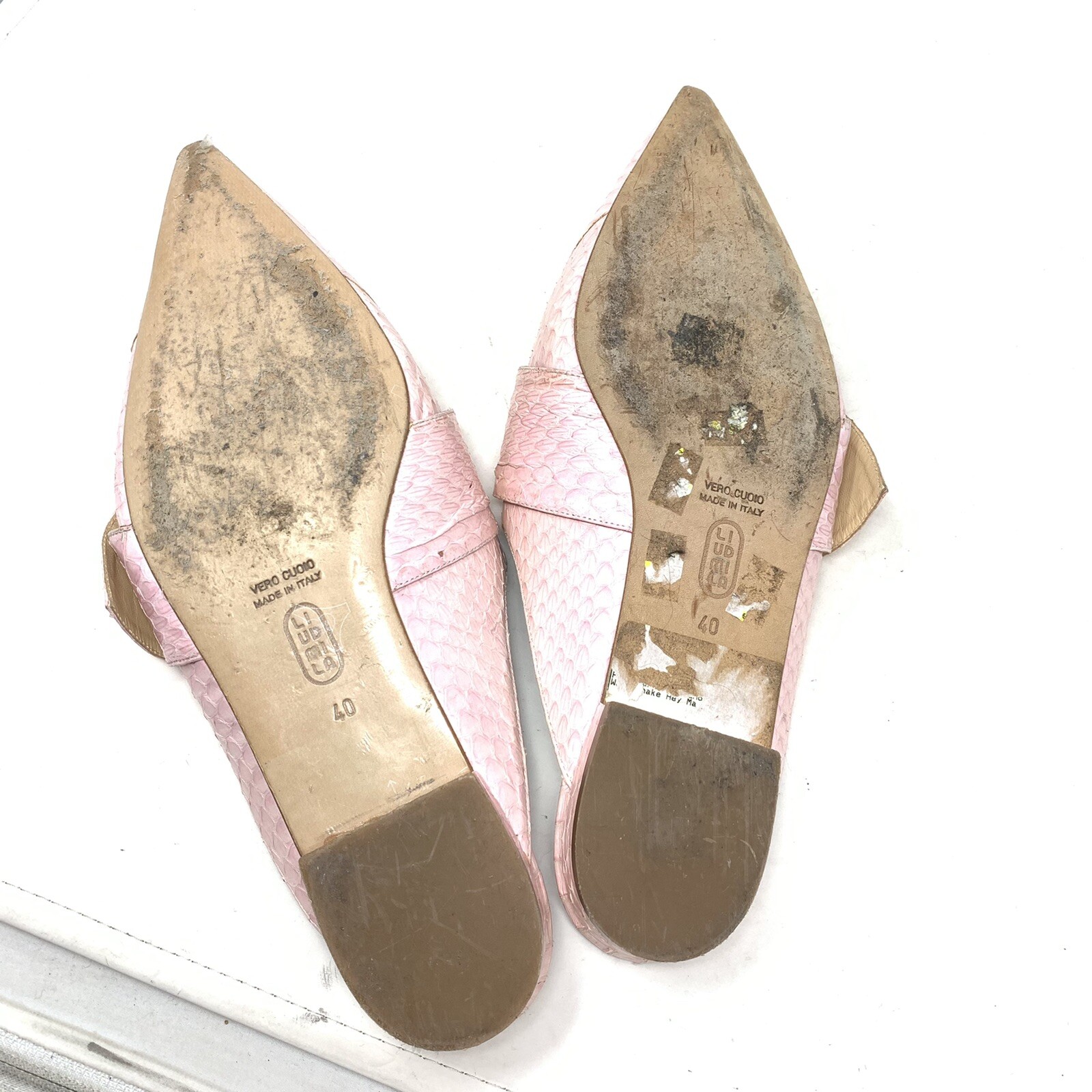 Liudmila python leather pink pointed toe mules lo… - image 4