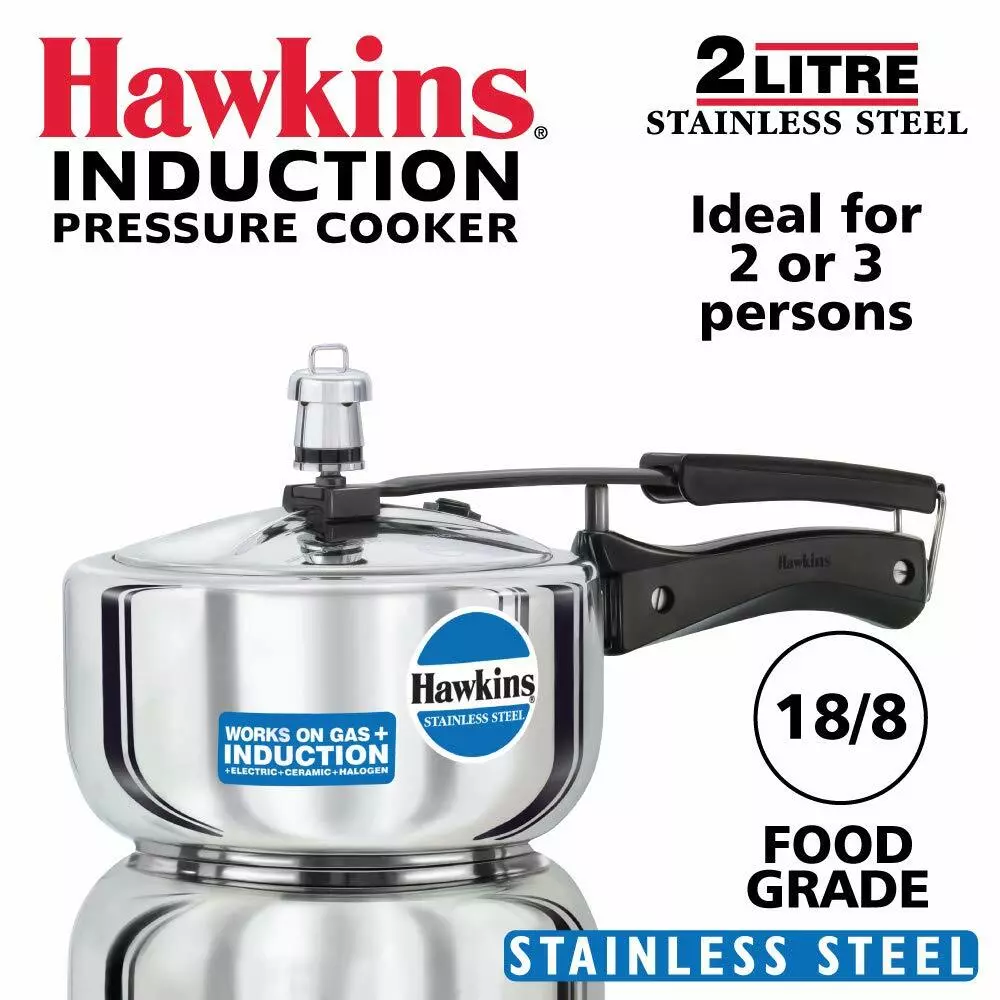 Hawkins B25 Pressure cooker, 2 Litre, Silver