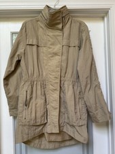 G.e.t. Cinch Waist Khaki Anorak Jacket Fall Coat Folded Hood High-low Hem, Szm