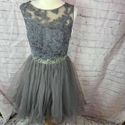 NWT grey homecoming dress juniors short prom dress no size tag tideclothes  | eBay