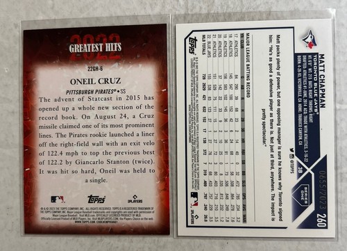 2023 Topps O’Neil Cruz & Matt Chapman /2023 (2 Card Lot) See Description - Picture 2 of 2