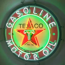 US STOCK 24x24 Texaco Gasoline Motor Oil Neon Sign Gas Station Wall Decor Gift