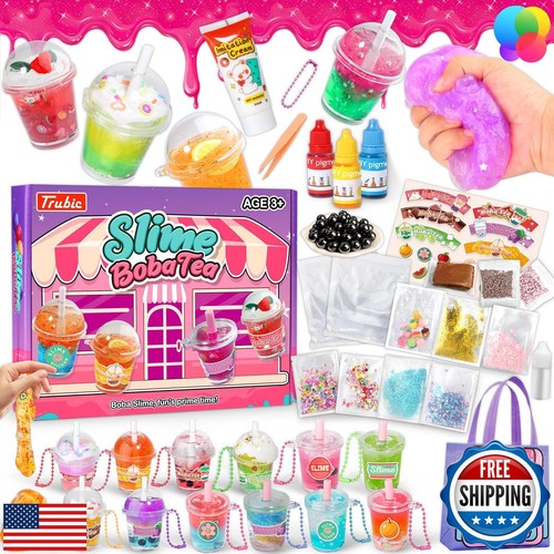 Trubic Slime Boba Tea Making Kit for Girls Ages 8-12, 12PCS Bubble Tea Cups, - 第 1/5 張圖片