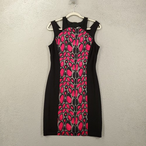 Joseph Ribkoff Dress Womens 10 Sheath Cutout Neck Shoulders Artsy Multi Print - Picture 2 of 8