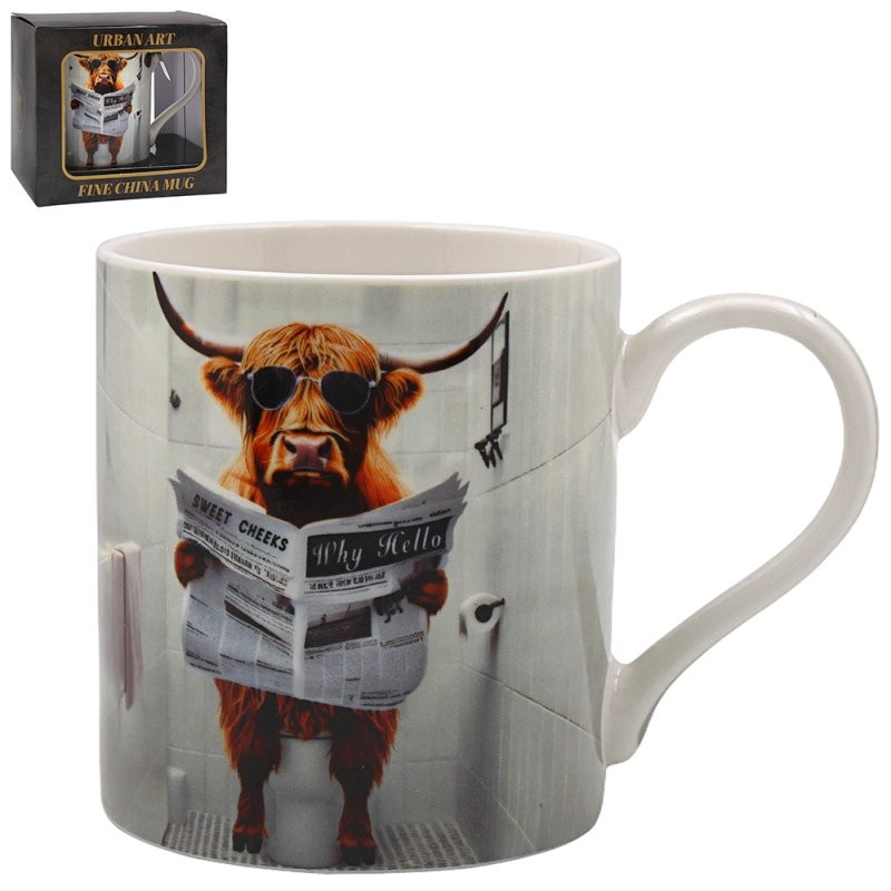 Coffee Mug Ceramic Cup 350ml Highland Loo Novelty Design Animal Print Gift Idea