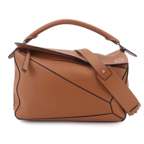 LOEWE Puzzle Bag Large Hand Shoulder Bag Leather Tan Purse 90316570