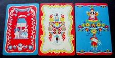 3 Single Genuine Vintage Swap Playing Cards/blank backs Alpine Couples Folk Art