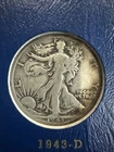 1943 D Liberty Walking Half Dollar VF Very Fine 90% Silver 50c US Coin