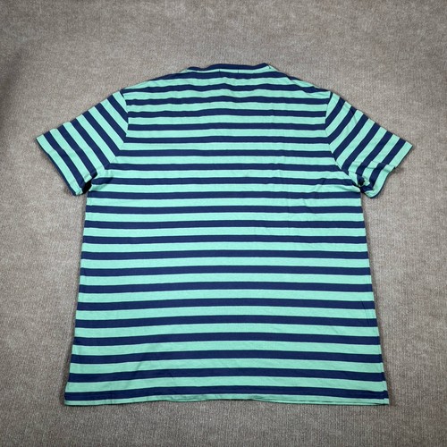Polo Ralph Lauren taschino t shirt uomo XL righe blu teal pony logo nuova con etichetta - Foto 3 di 7