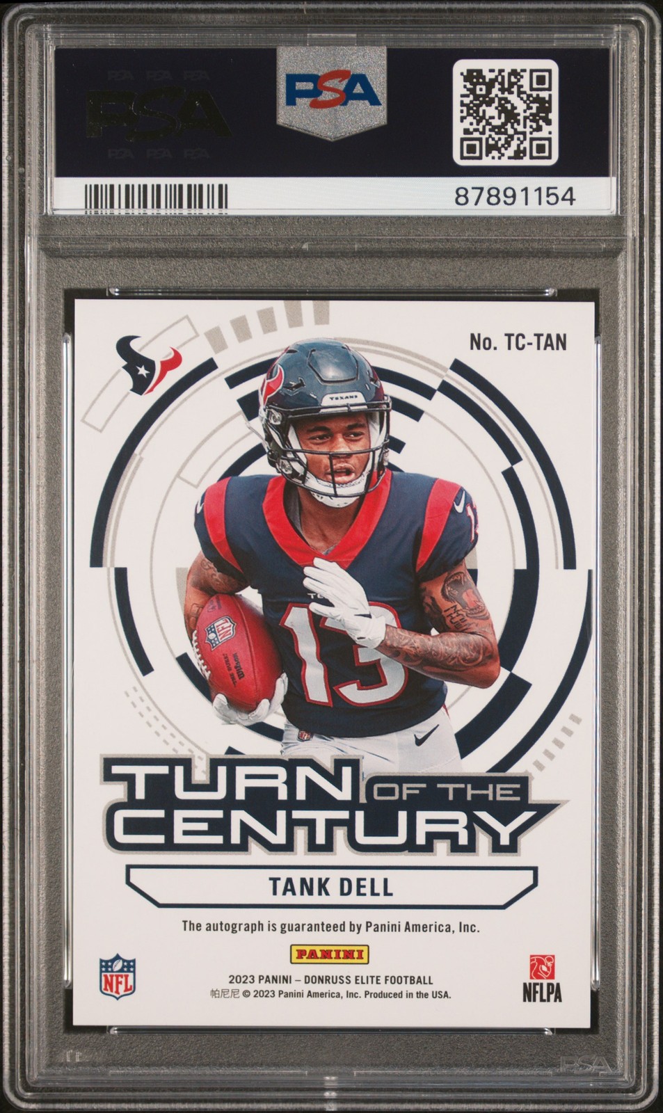 2023 Panini Donruss Elite Turn Of The Century Tank Dell Auto-Blue /25 PSA 10 view 2