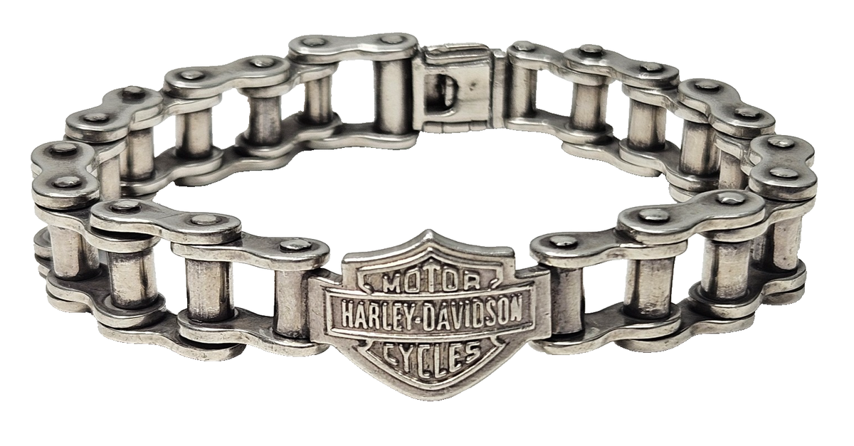 Harley Davidson Emblem 925 Silver 14mm Motorcycle Chain Bracelet