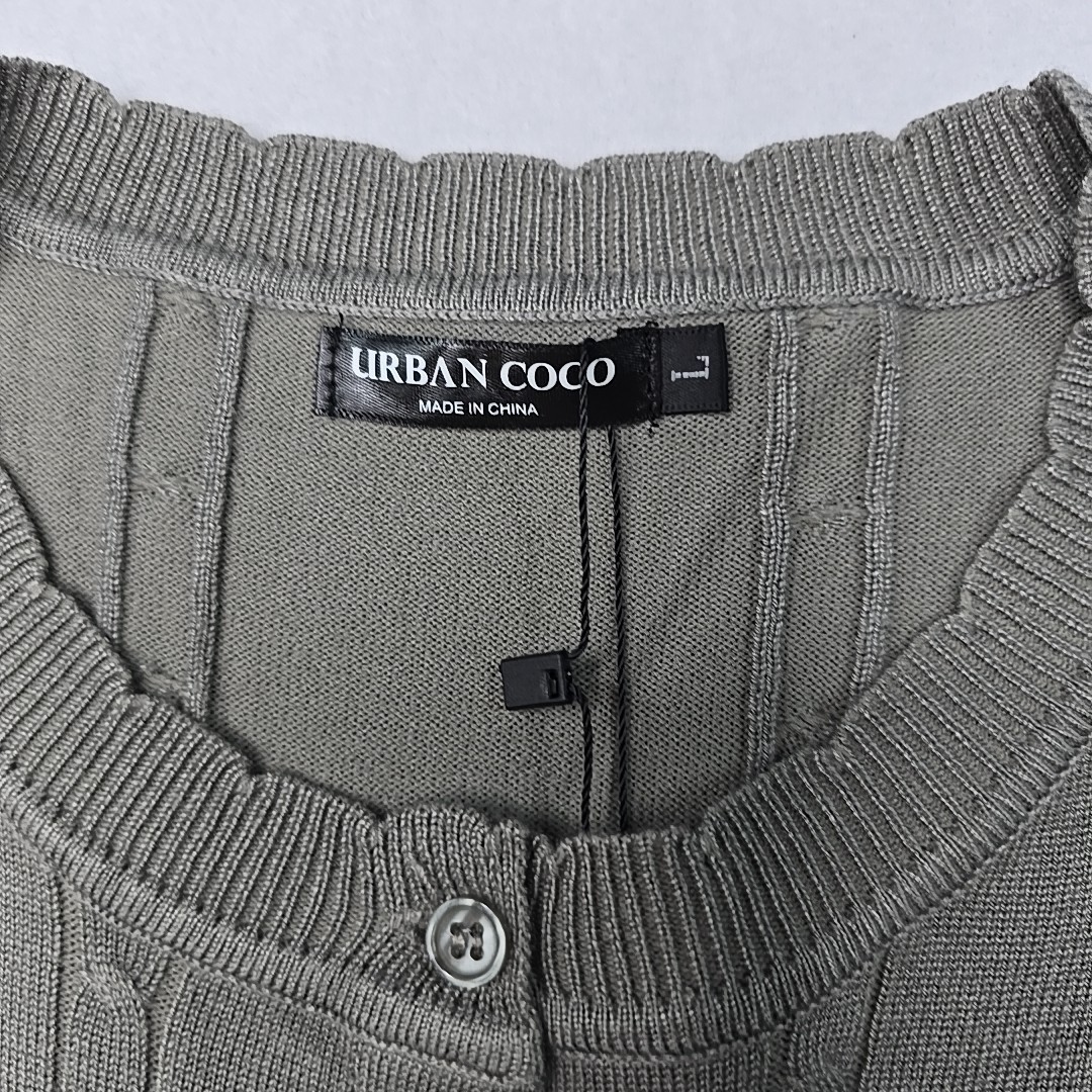 Urban Coco Blouse Sweater Button Up Short Sleeve Womems Size Large image 5
