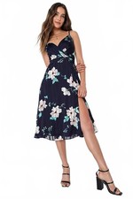 NWT Lulus All About Love Navy Floral Midi Dress XS