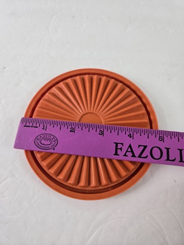 Tupperware Orange Canister Lid ONLY 812 Servalier Starburst Replacement 5" Vtg - Picture 3 of 3