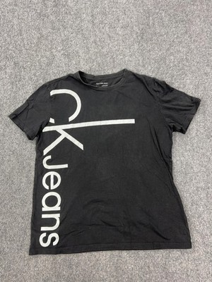 Calvin Klein Jeans Shirt Mens Medium Black CK Jeans Logo Graphic Tee Tagless