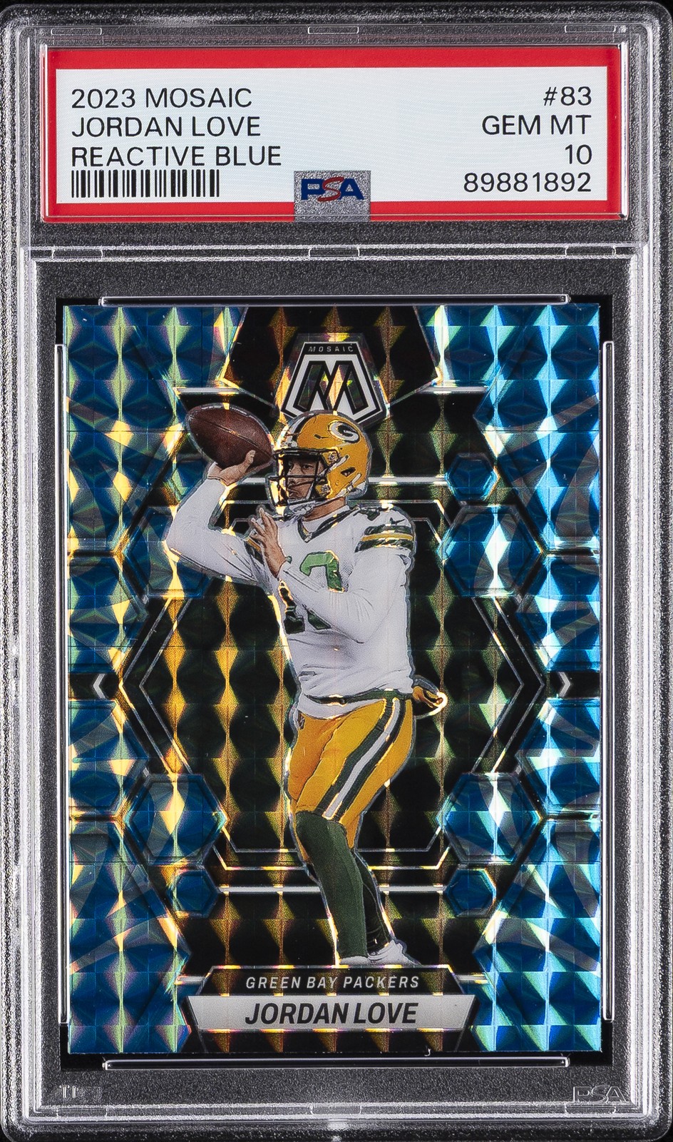 2023 PANINI MOSAIC REACTIVE BLUE #83 JORDAN LOVE PSA 10
