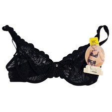Felina Sabrina Collection Sheer Mesh Lace Bra Underwire Black 38C  0609