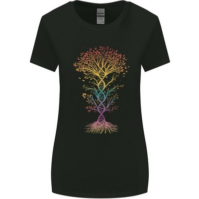 Bunt DNA Tree Biologie Wissenschaft Damen Breiter Schnitt T-Shirt