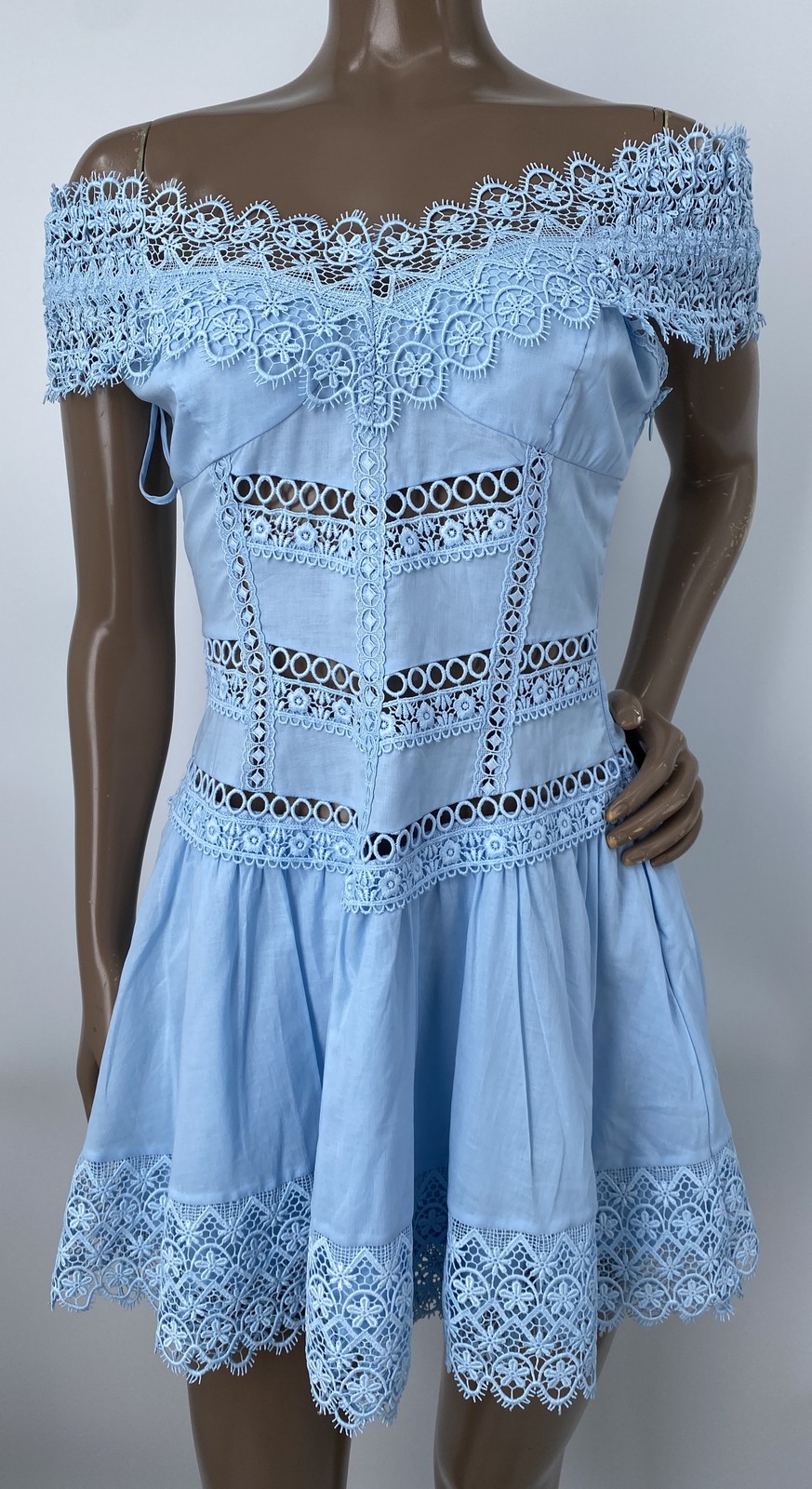 Charo Ruiz Ibiza 1989 Womens Mini Dress Blue Size S Eliane Off The Shoulder