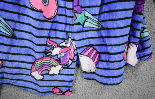 Total Girl Hooded Robe Girls Extra Large Belted Unicorns Rainbows Striped Purple - Picture 2 of 11
