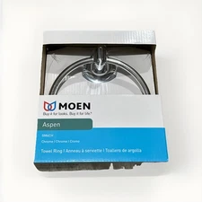 🔴(QTY 2) Moen 5886CH Round METAL Bathroom Towel Ring Holder in Chrome‼️