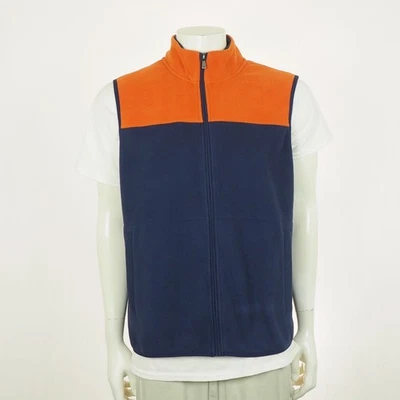 Brooks Brothers 346 Full-Zip Fleece Jacket Vest Mens XL Blue Orange Colorblock - Image 1 of 4