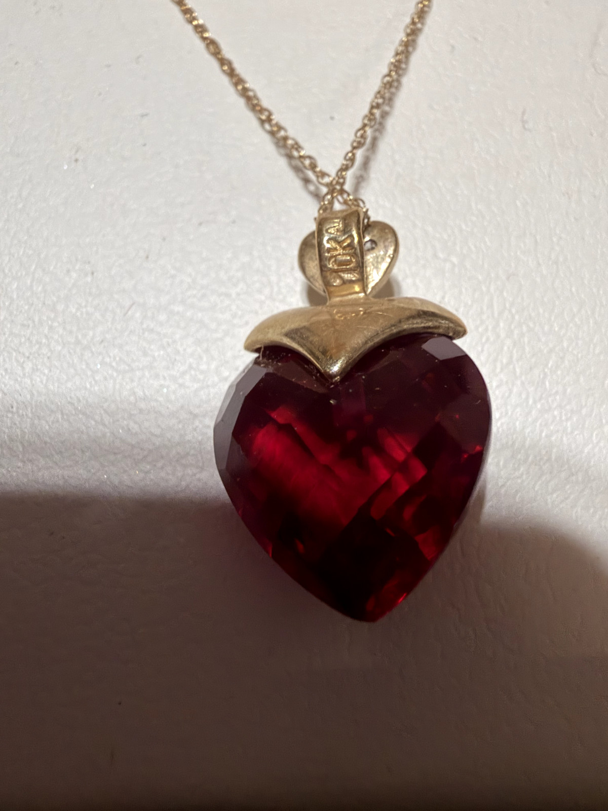 Ruby and Diamond Heart Shape Pendant - image 4