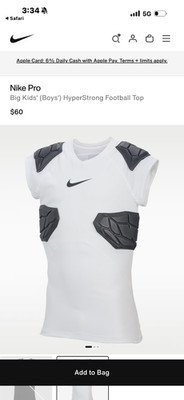 Nike Pro Hyperstrong 4 Pad white Compression Shirt Football Youth Size Small