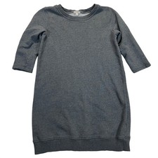 Gap Gray French Terry Sweatshirt Dress 3/4 Sleeve Crew Neck S 918341-01