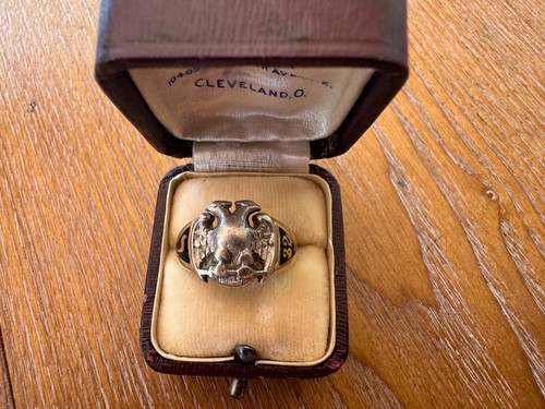 Vintage 14k Double Headed Eagle Masonic Ring w/ Box 32 Scottish Rite Size 8