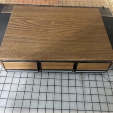Vintage Audio Cassette Tape Storage Box Case w/3 Drawers, Holds 36, Faux Wood
