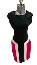 NEW $134 Calvin Klein Dress Size 4 Scuba Sheath Color Block Stretch CK Party NEW