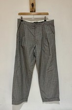 Alexander McQueen Men's Grey Blue Mix Checked Balloon Wide Leg Pants Trousers 48
