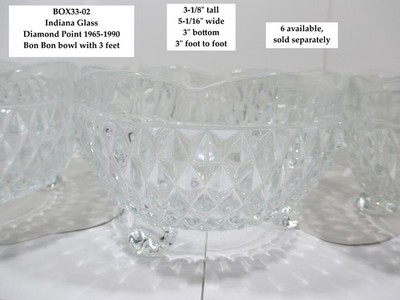 Indiana Glass Diamond Point 1960s-1990s footed bon bon bowl