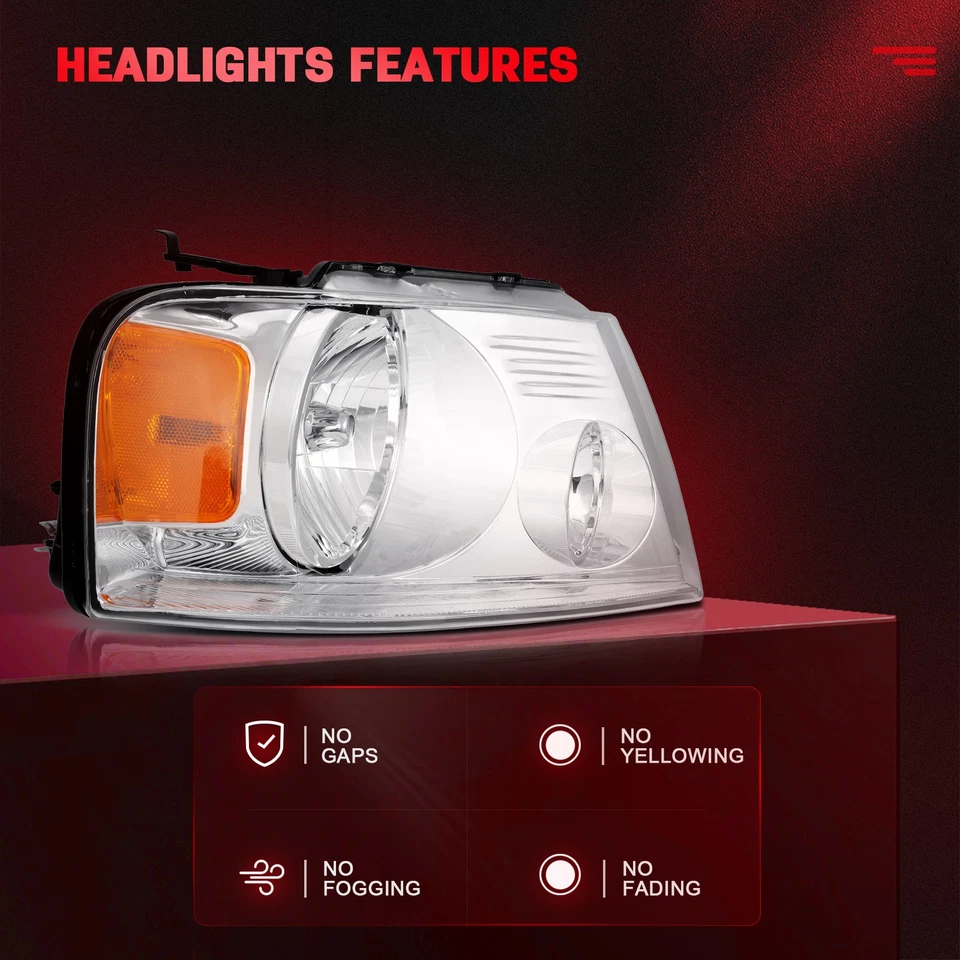 Par de faros para Ford F-150 F150 2004-2008 06-08 Lincoln Mark LT cromo ámbar Foto 2 de 4