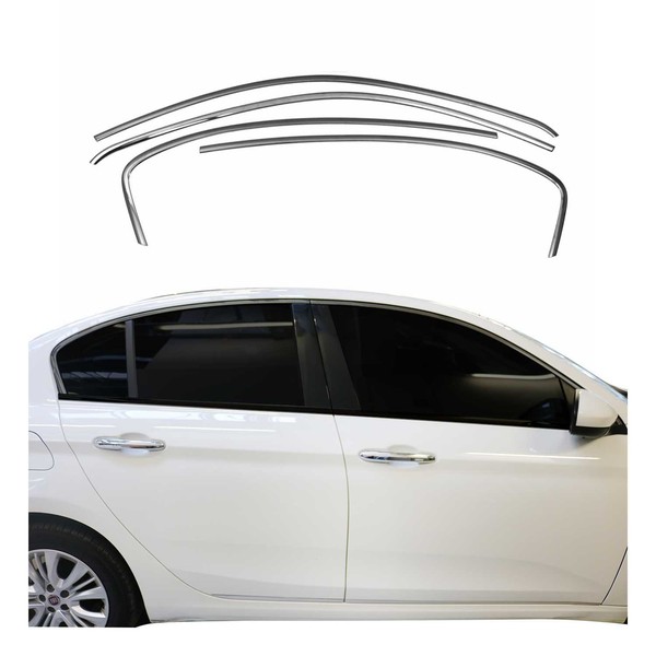 Fensterleisten Zierleisten FüR Fiat Tipo Limo 2015-2026 Edelstahl Dunkel 4Tlg-image