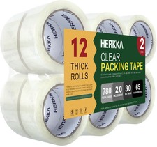 HERKKA Clear Packing Tape, 12 Rolls Heavy 12 PACK 3 Mil 2 INCH WIDE,
